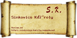 Sinkovics Károly névjegykártya
